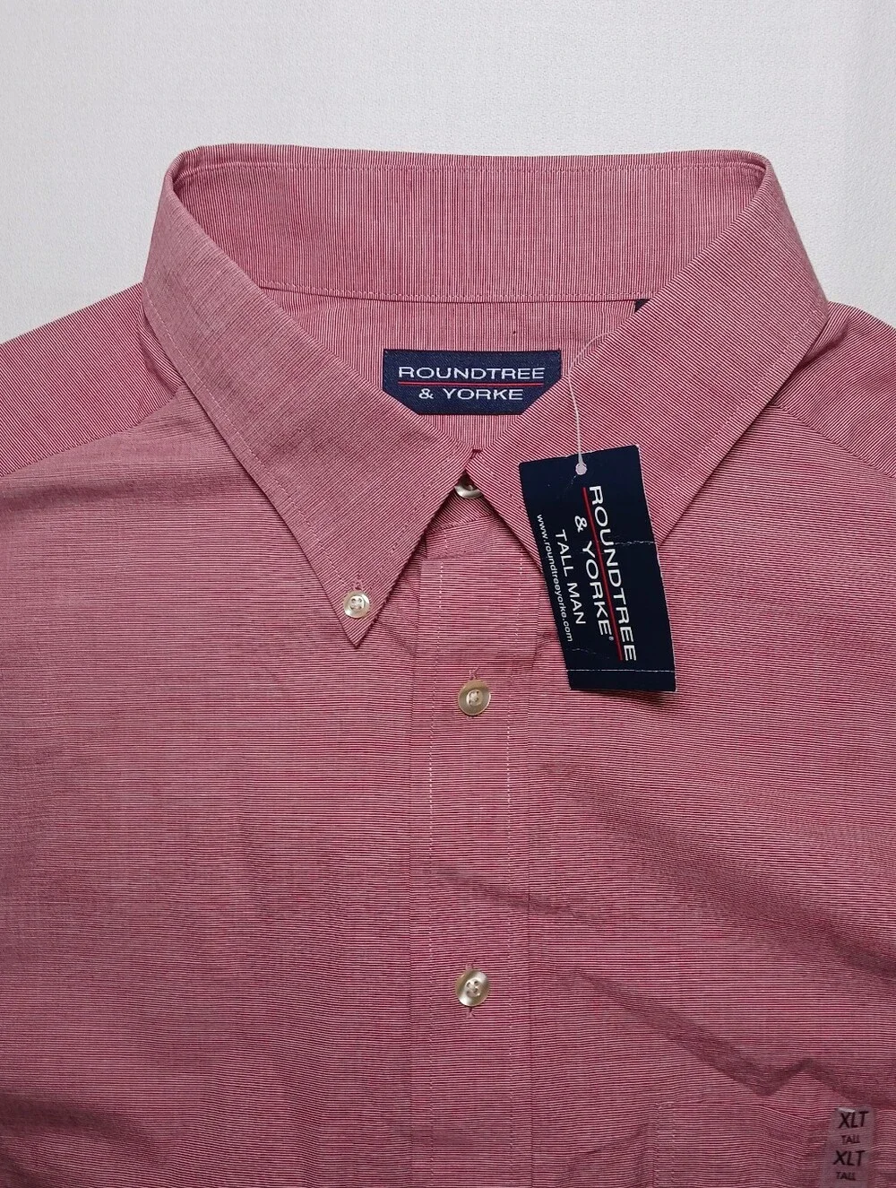 Roundtree & Yorke Tall Man Button Down Short Sleeve Shirt XLT Pink NWT